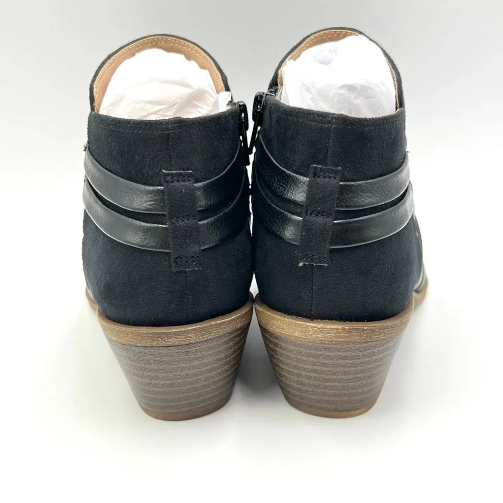 6W‎ 6 WIDE Lifestride Womens Prairie Black Faux Vegan Suede Leather Ankle Boots